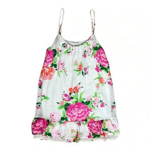 ABERCROMBIE & FITCH Floral Top Cami sz M Chiffon Coquette Fairy Sexy Ruffle